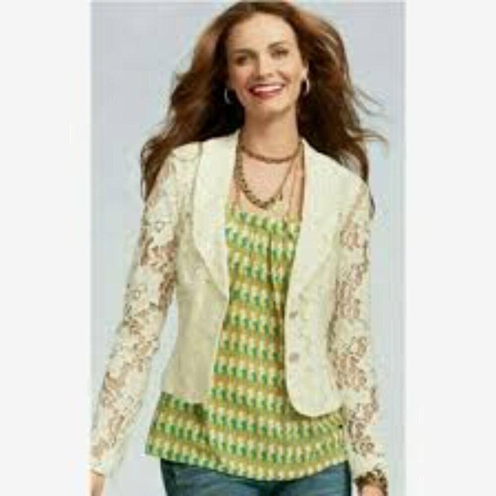 Cabi Single Breast Lace Lightweight Blazer Size 6 - Picture 2 of 7